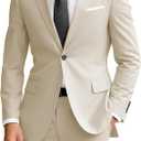 Wangyue Men's 2 Piece Suit Slim Fit Suits for Men Two Button Blazer Formal Business Jacket Suit for Wedding Prom Dinner, M