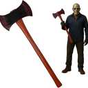 Nicky Bigs Novelties DoubleBladed Bloody Axe Prop 30" Killer Clown Evil Psycho Costume Weapon Fake Plastic Horror Lumberjack Cosplay Accessory for Men and Women
