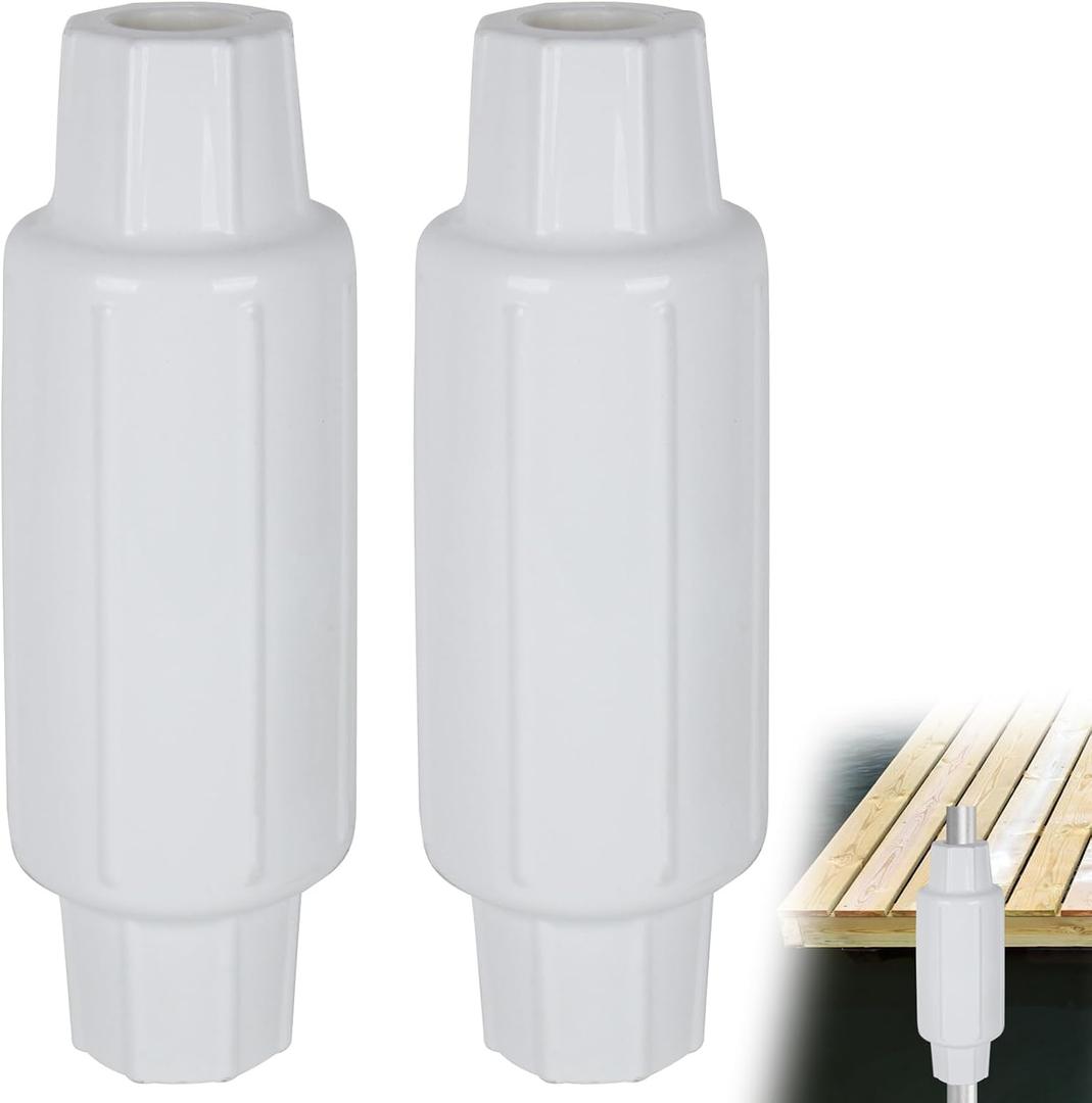 DEDU Dock Bumpers for Poles 2 Pack, Dock Post Bumpers 2" Diameter, Dock Bumpers for Docking Dock Pole Bumpers for Post Slip-on Vertical Protection Soft UV-Resistant Marine Grade Vinyl (White)