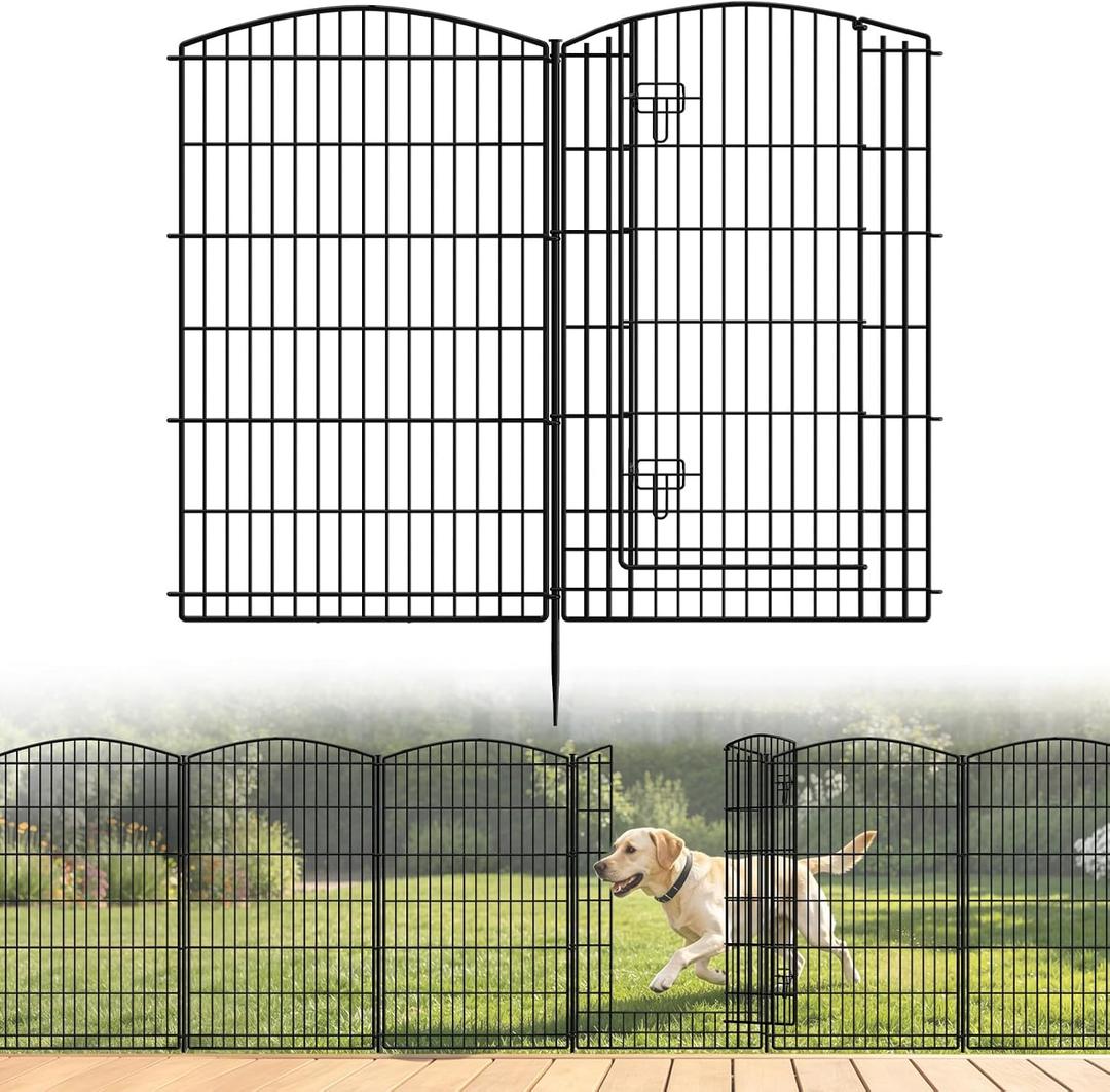 INJOPEXI Decorative Garden Fence 6 Panels 13ft (L)42in (H) Animal Barrier Fences with 5 Panels + 1 Gate, No Dig Garden Fencing Rustproof Metal Wire Temporary Rabbit Dog Fence for Patio Outdoor Yard
