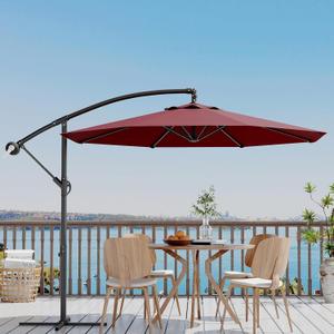 10 ft Cantilever Umbrella outdoor patio, Offset Patio Umbrella with Easy Lift & Tilt Adjustment, UV Protection Fade Resistant for Deck, Pool, Garden, Burgundy