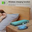 XcaseBar for iPhone 15 Pro Max 6.7" Wallet case with Zipper Credit Card Holder RFID Blocking,Flip Folio Book PU Leather Shockproof Protective Cover Women Men for Apple 15 ProMax Phone case Blue Green (Solid)