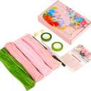 Muyuguit 400 Pcs Pipe Cleaners Craft Kit,Pink Pipe Cleaners Bulk for DIY Flower Bouquet,Multicolors Chenille Stems with Floral Wires, Gardening Tape, Stamen & Ribbon