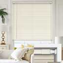 LazBlinds No Tools No Drill 1" Vinyl Mini Blinds, Cordless Blinds for Windows, Light Filtering Horizontal Window Blinds & Shades, 34 1/2" W x 64" H, Cream