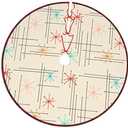 Retro Mid Century Christmas Tree Skirt Xmas Tree Mat Holiday Party Home Ornaments Decorations 48 inch