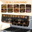 DUMOS 10-in-1 Air Fryer 9.5 QT, Large Airfryer with with 2 Independent Frying Baskets, Sync Finish & Match Cook, Shake Reminder, Wide Temperature 80-450F, Roast Bake Defrost Dehydrate, Grey, 16" x 14" x 11.5"