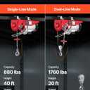 VEVOR Electric Hoist, 1760 lbs 120V Electric Winch with 328 ft Wireless Remote Control, 40 ft Single Cable Lifting Height, Single/Double Slings, Emergency Stop, Lift Hoist for Garage Warehouse Factory