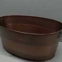 BREKX Galvanized Beverage Tub for Parties, Oval Drink Bucket with Handles, Colt Copper Finish Wine Chiller Drink Cooler for Home Bar (15-Quarts, 16-Bottles)