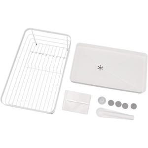 Large Dish Drying Rack with Drain Board, 39.5x30.5cm Kitchen Dish Rack Space Saving Dish Drainer for Kitchen Counter, Iron Frame & PP Tray for Kitchen Organization (Small)