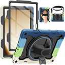 Case for Galaxy Tab A9 Plus 5G/ A9+ (11 Inch) with HD Screen Protector, Shoulder Strap, 360 Stand, Hand Strap |15ft Drop Protection| Case for Samsung Tablet A9 Plus SM-X210/X216/X218 for Kids (Blue/Black)