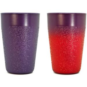 BiceThermo Drinking Cups, change color over 37 Celsius (98.6 F), 100% Recyclable Tumbler, for hot drinks, Dishwasher Safe, Made in Italy, 40cl, Purple/Red (Pack of 3)