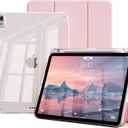 Case for iPad (A16) 11th Generation 11 Inch 2025, iPad 10th Gen 10.9 Inch 2022 with Pencil Holder,Slim&Lightweight Cover,TPU Hybrid Clear Transparent Back,Anti-Yellow,Auto Wake/Sleep(Pink)