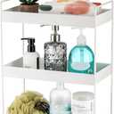 Elsjoy 3-Tier White Countertop Skincare Organizer Shelf, Metal Vanity Tray for Cosmetics & Makeup, Counter Storage Rack for Bathroom, Spice Rack Organizer for Kitchen