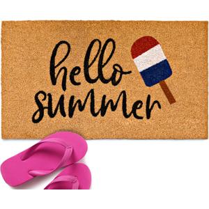 Hello Summer Welcome Mat Popsicle Decor 30x17 Inch, Summer Door Mat Outdoor, Summer Outdoor Mat, Outdoor Door Rug, Outdoor Door Mats, Outdoor Rug Door Outdoor Door Mats for Patio, Summer Doormat
