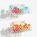 Natheeph Bath Toy Storage Holder, 2 Pack Large Capacity Bath Toy Organizer for Tub Clear Baby Bathtub Toy Storage Multi Use Shower Caddy for Bathroom, Bedroom & More (Rectangular, Transparent)