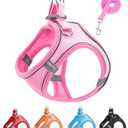 JUFOO XS Pink Soft Mesh Dog Harness and Leash Set,No Escape Puppy Harnesses for Training Walking， Reflective Adjustable Puppy Vest for Small Medium Dogs, Cats (Pink, XS)