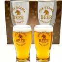 Beer Glasses Set of 2 16OZ Craft Beer Glasses Set Funny Beer o'Clock Beer Pint Glasses Freezer Safe Heavy Thick Base as Birthday, Father's Day, Christmas, Groomsmen, Bachelor Party Gift for Men, 10 Ounces