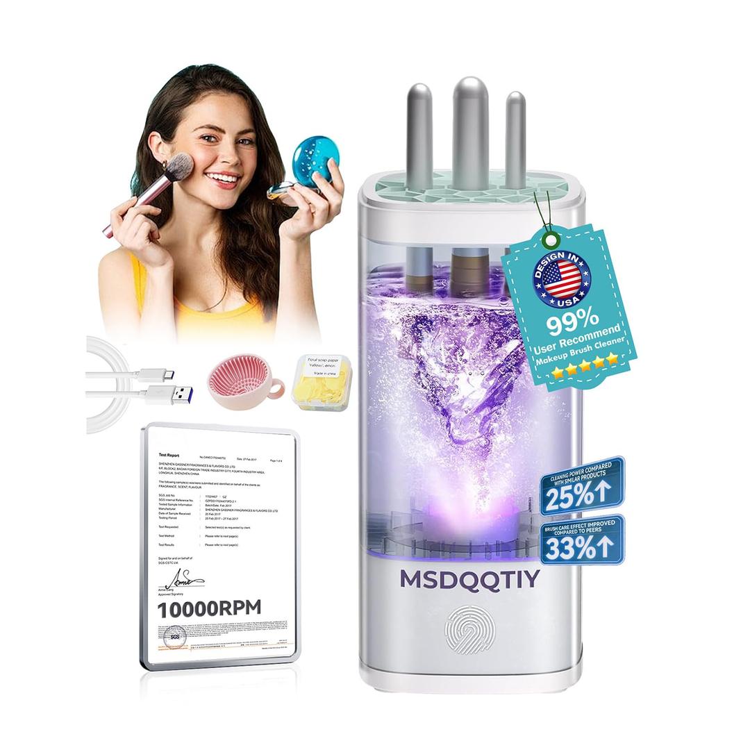 2026 Upgrade Makeup Brush Cleaner MachineNO.1-12X Cleaning PowerElectric Makeup Brush CleanerInternational Certification - 10000RPM Turbo MotorSuitable for All Brush BrushesWhite