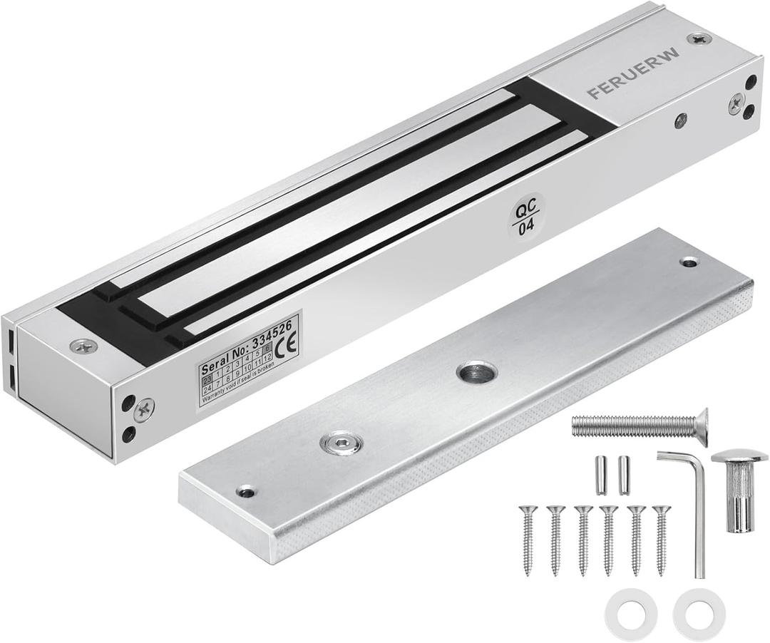 600LBs/280KG Electric Magnetic Lock, Electromagnetic Door Lock Holding Force for Access Control, OutSwinging Door Access Control System, Single Door 12V