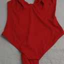 FeelinGirl Shapewear Bodysuits for Women Tummy Control Body Suits Deep V Neck Thong Body Shaper, XL, Red