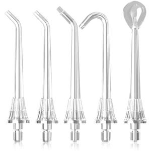 WELLFINE Water Dental Flossers Replacement Jet Tips Compatible with Oral Irrigators, Standard Jet Tip x 2, Curved Nozzle x 2, Orthodontic Jet Tip x 1, Tongue Scraper x 1
