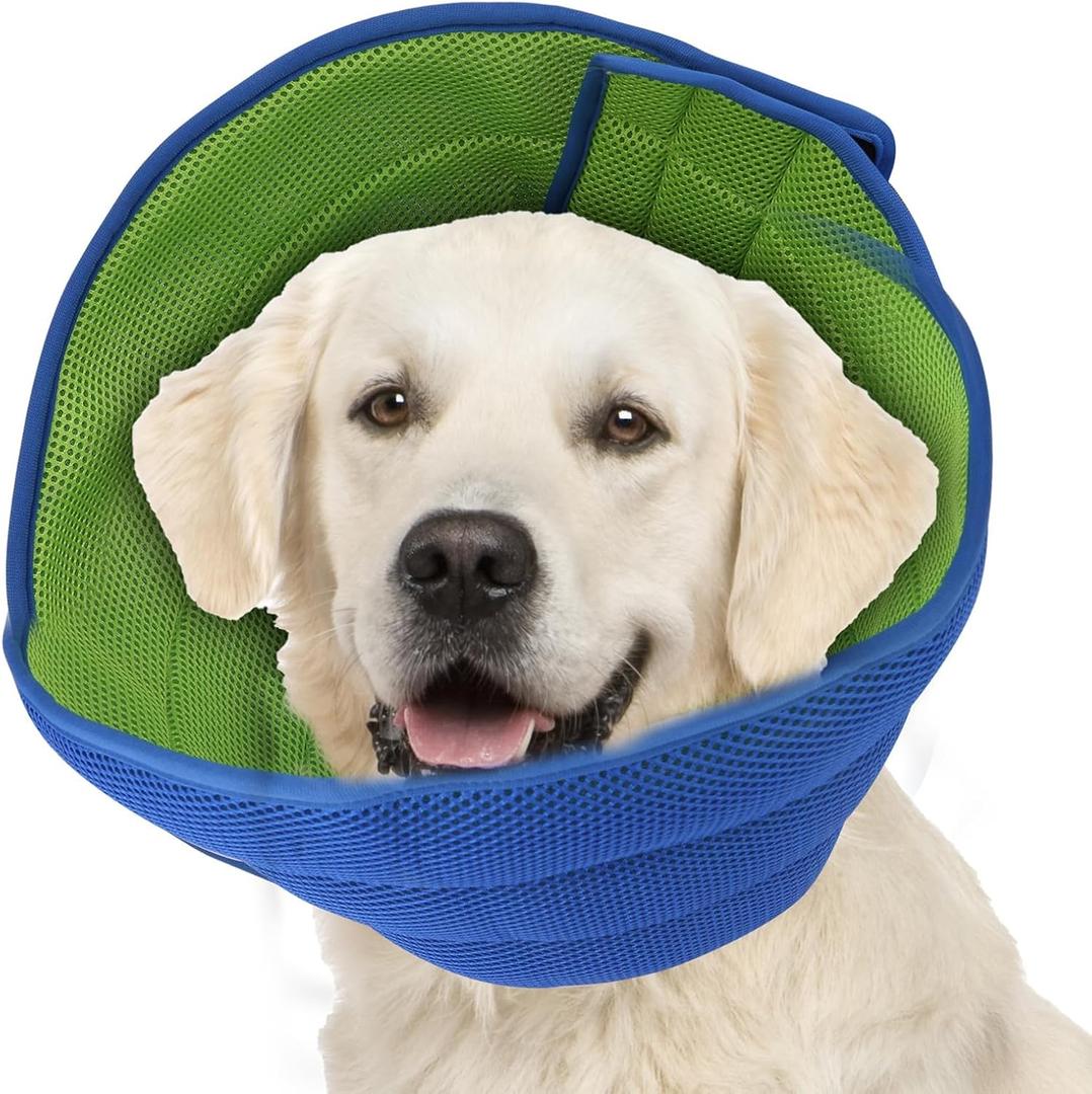 Soft Dog Cone Collar Alternative to Stop Licking, Comfy E Cones for Large Medium Dogs After Surgery, Comfortable Elizabethan Recovery Head Ecollars of Shame, XL Pet Neuter Neck Collars Anti Licking (LFit 49-110 lb), Mesh Cloth - Blue)