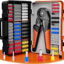 Preciva Ferrule Crimping Tool Kit with 1300PCS Wire Connectors, Hexagonal Crimping Pliers for AWG 28-5 Crimper Adjustable Ratcheting Wire Crimping Tool