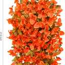 HyeFlora Bougainvillea Artificial Hanging Flowers Plants for Outdoors Winter Decoration, 2pcs Faux Bougainvillea Vines Orange Fake Flowers Realistic UV Resistant Silk Flowers for Outside Planter Yard