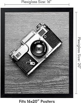 18x22 Picture Frame with Polished Plexiglass - Black Picture Frame - Wide Photo Frames Made of Engineered Wood for Vertical or Horizontal Wall Display - Epic Collection - Black