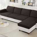 Ruaozz Couch Cushion Covers for Sectional Sofa Stretch Seat Cushion Covers Washable Sofa Slipcovers for L Shaped Soft Furniture Protector Pet Friendly (2 PC Seat + 1 PC Chaise Cover, Chocolate)