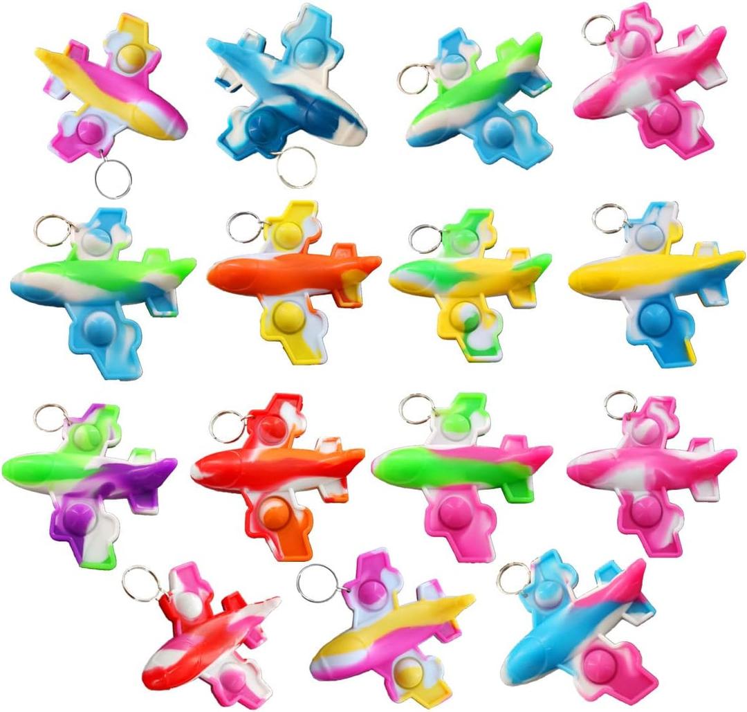 20 Packs Bulk Airplane Push Fidget Bubble Mini Pop Fidget for Adult and Kids, Summer Birthday Party Favors Supplies Classroom Students Bubble Prize
