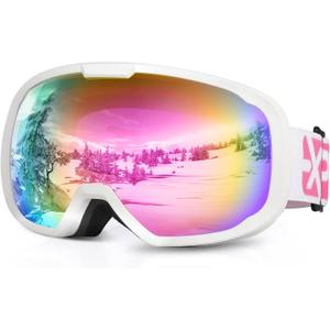 EXP VISION Ski Goggles for Men Women, OTG Snowboard Goggles with 100% UV Protection Anti Fog Lens Snow Goggles (Pink)