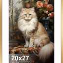 Puzzle Frame 20x27 Rose Gold with Real Glass, Display Pictures 16x24 with Mat or 27x20 Without, 20 x 27 Aluminum Metal Poster Frame for Vertical or Horizontal Wall Hanging