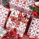 3 x PlandRichW Teddy Bears Christmas Wrapping Paper 4028 Inch Jumbo Sheets, Non-Tear Bulk Gift Wrap - Santa Trellis with Reindeer, Gingerbread, Candy Canes - 4 Pre-Cut Sheets for Kids & Adults