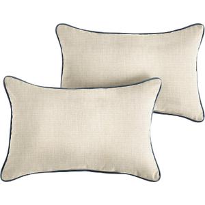 Sorra Home Indoor/Outdoor Sunbrella Lumbar Pillow Set, Pumice, 12 in x 24 in