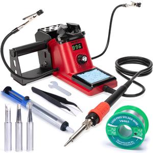 YIHUA 926 III 110W Soldering Iron Station Kit with LED Display, 2 Helping Hands, 3 Extra Iron Tips, 35g Lead-Free Solder, Solder Sucker, S/S Tweezers, C/F Conversion, Calibration & Sleep Features