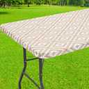 Smiry Rectangle Table Cloth Cover, Waterproof Elastic Fitted Picnic Tablecloth for 4 Foot Tables, Wipeable Flannel Backed Vinyl Tablecloths for Camping, Dining, Outdoor (30" x 48")