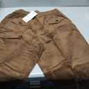 IXIMO Women's Cropped Corduroy Pants Casual Comfy Elastic Waist Cotton Trouser Front Pockets Brown L