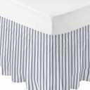 Navy Blue Striped Bed Skirt Queen Size 16 Inch Drop, Adjustable Elastic Bedskirt Dust Ruffle for Queen Bed, Navy Blue White Stripes Farmhouse Wrap Around Bed Skirts Pleated Bed Frame Cover