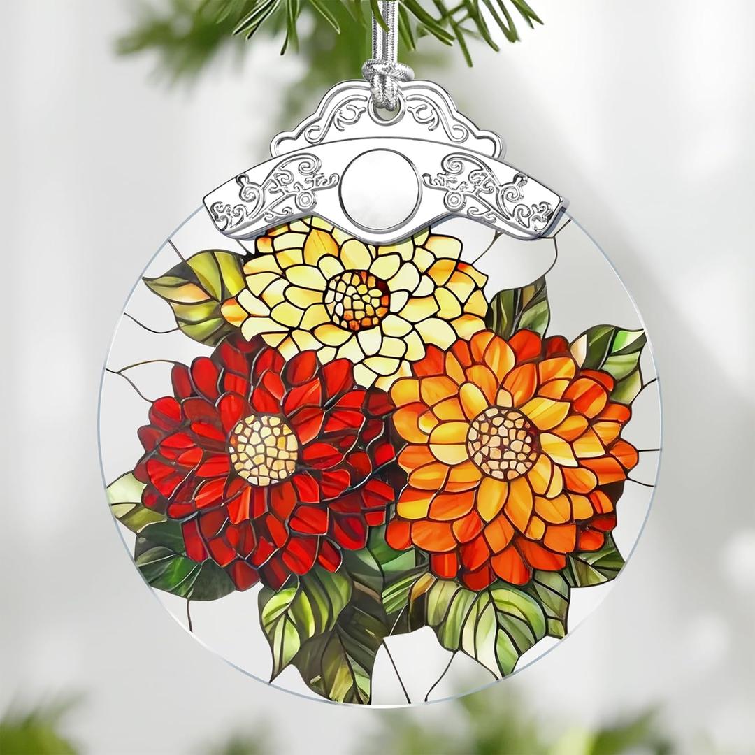 Christmas Ornaments: Stained Glass-Style November Birth Flower Ornament  Christmas Tree Decorations, Holiday Party Gifts, Mother's Day & Birthday Gifts for Women, Mom & Grandma | Birth Flower Gift (June)