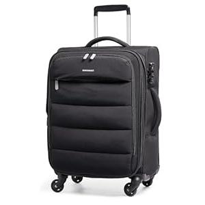 BAGSMART Carry On Luggage 22x14x9 Airline Approved, 20 Inch Soft Suitcase with Wheels, Lightweight Spinner Carry on Suitcase with PVC Wet/Dry Pockets for Short Trip