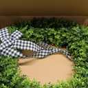 Vlorart 32" Faux Round Boxwood Wreath, Artificial Large Boxwood Wreath Front Door Wreaths Artificial Spring Summer Greenery Hanging with A Plaid Bow for Villa Wall Hanging Window Wedding Party Decor