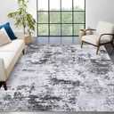 ROYHOME 10x13 Modern Abstract Faux Wool Rug for Living Room Low Pile Ultra Soft Stain Resistant Non Slip Non Shedding Throw Rug for Bedroom Home Decor, Grey