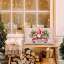 Red Stripes Christmas Gnome Pillow Covers 12x20 Inches,Red Truck Christmas Decor for Bedroom Living Rooms,Vintage Farmhouse Holiday Xmas Lumbar Cushion Covers for Couch Bed