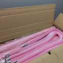 Ferraycle 6 Pcs Stainless Steel Stanchions Post Queue 38 Inch, 5 ft Velvet Rope Carpet Ropes and Pole, Control Barriers for Wedding Birthday Party Decoration Sand Injection Hollow Base Set (Pink)