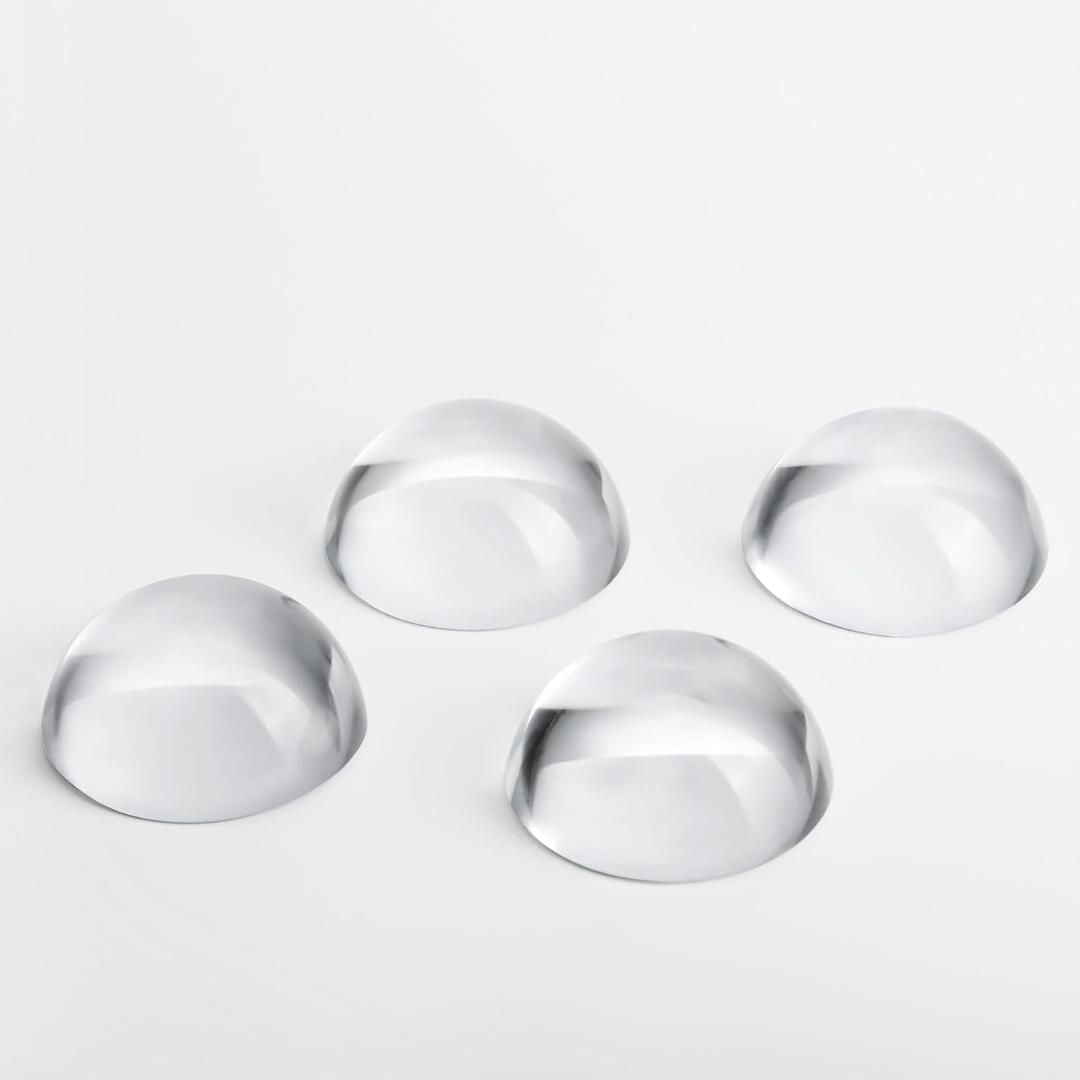 QFkris 4Pcs 1.9inch Crystal Dome Magnifying Paperweight, Clear Distortion-Free Optics Convex Lens Set for Physics Classroom Home Decor Graduation Gifts