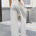 ZAFUL Womens Side Striped Pant Baggy Wide Leg Sweatpants Elastic Waisted Contrast Stripes Loose Fit Trousers (Gray, L)