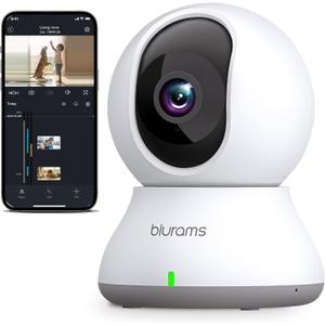 blurams Indoor Camera 2K, Cameras for Home Security 5GHz, 360 Pet Camera w/Motion Tracking, Phone App, 2-Way Audio, IR Night Vision, Siren, Works with Alexa & Google Assistant (White)