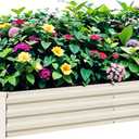Raised Garden Bed Beige, 6x3x1ft Galvanized Raised Garden Bed Outdoor Metal for Gardening Vegetables Flower Garden Planter Box Large Raised Bed with Gloves and 3ftx30ft Weed Barrier Fabric