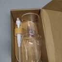 Mouthwash Dispenser with Cup Holder, Plastic Mouth Wash Pump Bottle with Tray for Bathroom Organizers, 17oz Refillable Clear Mouthwash Container - Bamboo